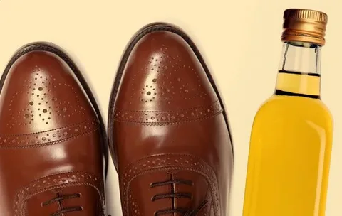 Olive oil stain on leather shoes