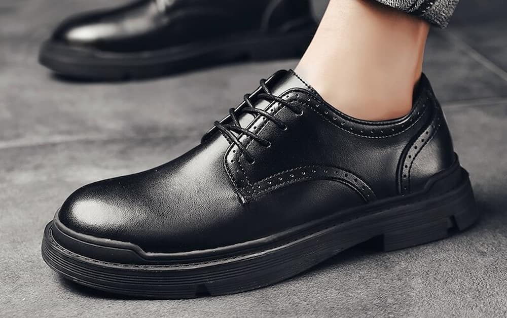  Buy black derby leather shoes + best price 