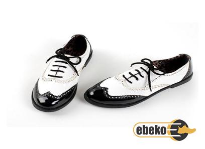 Black and white real leather shoes + best buy price